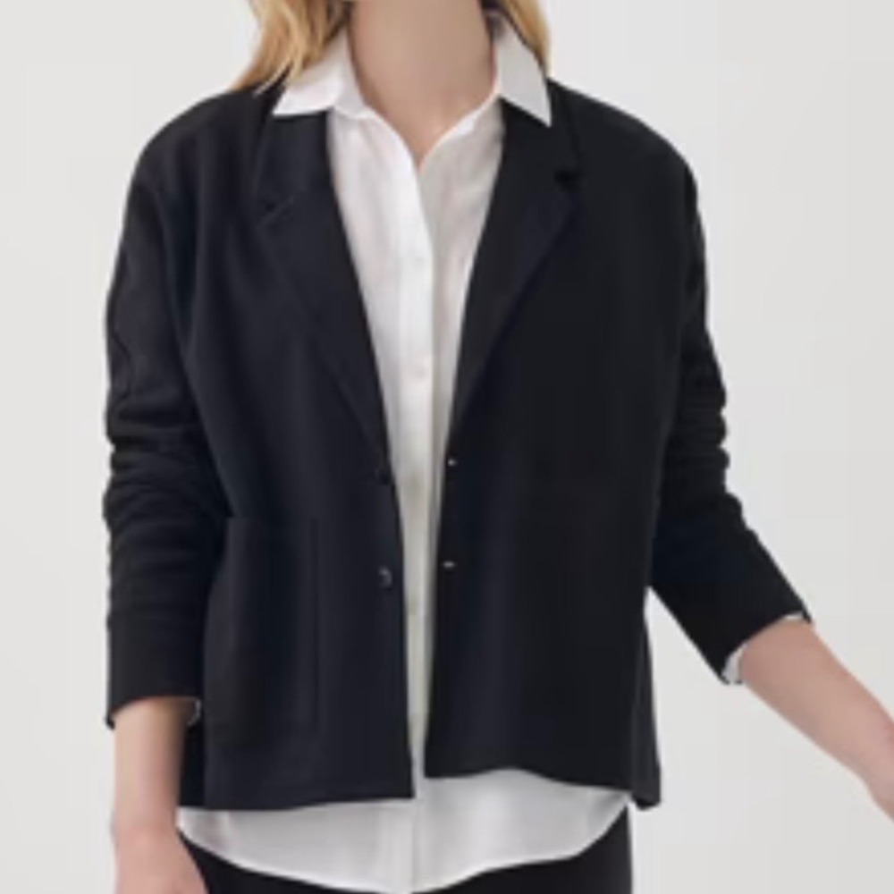 Pact Airplane Wrap Organic Cotton Knit Blazer Black XXL Soft Jersey Jacket